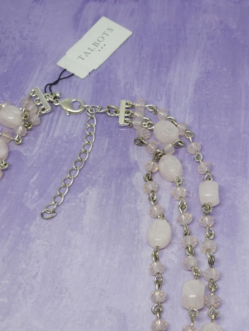 Talbots NWT Multi-Strand Statement Necklace Pink & Silver Tone
